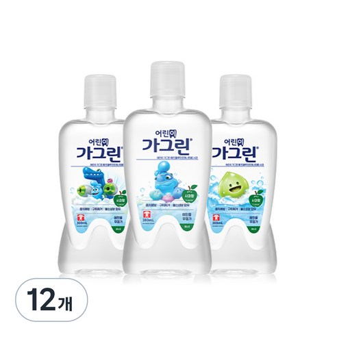 가그린 어린이용 구강세정제 청포도향 랜덤발송, 380ml, 12개