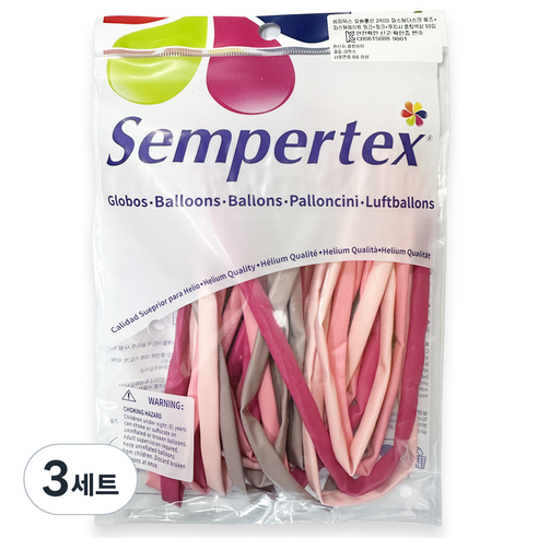 셈퍼텍스 요술풍선 260S 50p 세트, 파스텔더스크 로즈, 파스텔메이트 핑크, 핑크,푸치샤, 3세트
