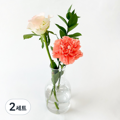 포켓플라워 생화 테이블 플라워 세트, 피치, 2세트