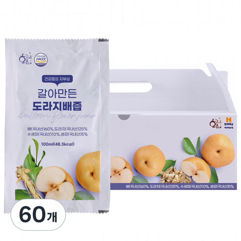 황금이네 갈아만든 도라지배즙 어른용, 100ml, 60개