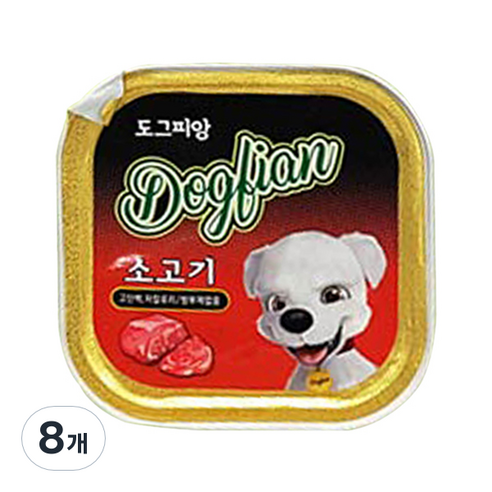 도그피앙 강아지 영양간식 사각캔, 소고기, 8개