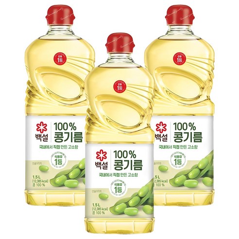 백설 콩기름, 1.5L, 3개