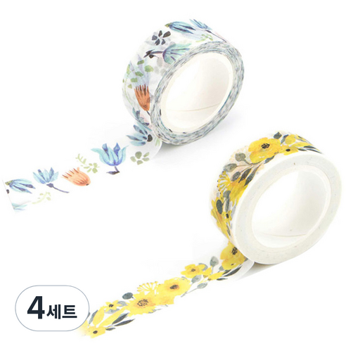 라이프포인트 내츄럴 일러스트 마스킹 테이프 01황매화 세트, 01황매화, 03알란토인, 4세트