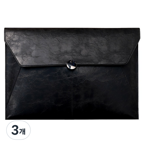 동아피엠에스 A4파일 고급가죽클러치, 다크블랙, 3개