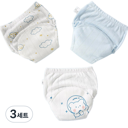 베베니즈 큐트프린팅 배변훈련 팬티 3종 세트, 우주곰, 3세트