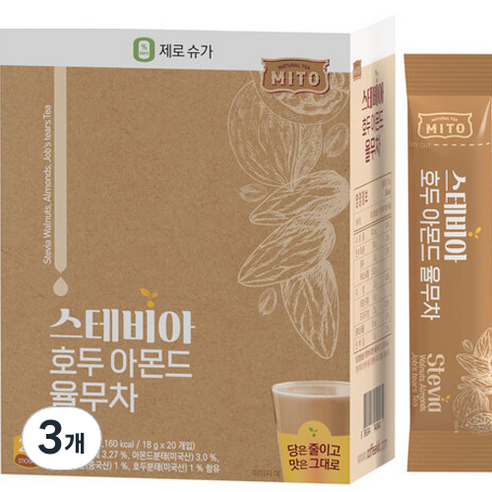 MITO 스테비아 호두 아몬드 율무차, 18g, 20개입, 3개