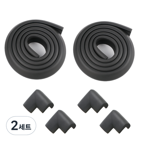 ECOM 모서리 보호대 고급 2p + 코너 보호대 4p 세트 블랙, 2세트