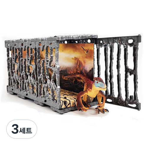 조이키즈 공룡피규어 + 철장 캐리어 세트 대형 유타랩터, 3세트