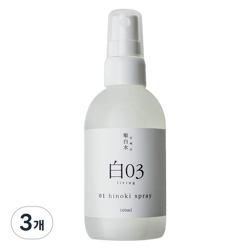순백수 히노키 스프레이 탈취제 본품, 3개, 100ml