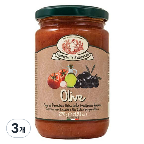 루스티켈라디아브루초 프리미엄 토마토 올리브 파스타 소스, 270g, 3개