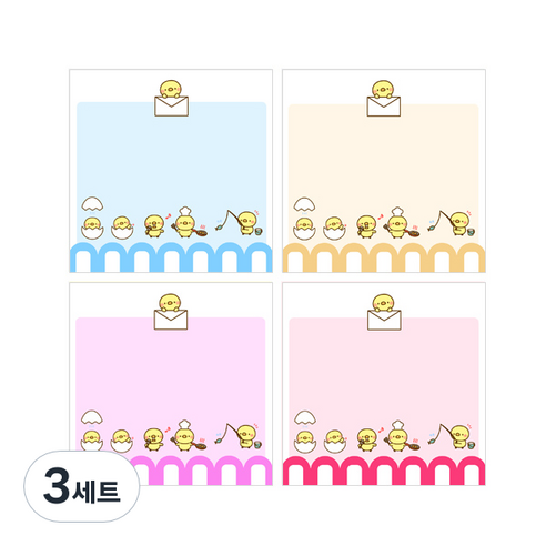 마켓노트 병아리 떡메모지 100p x 4종 세트, 3세트