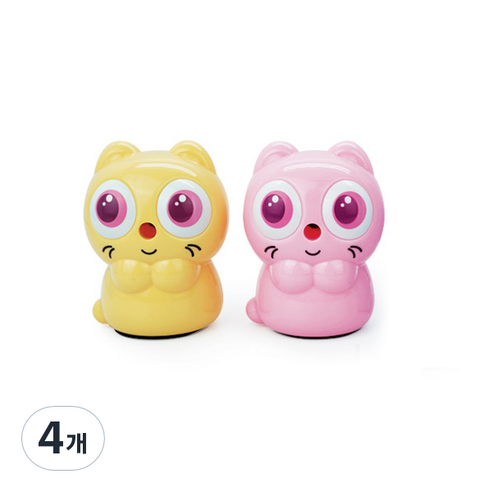 미소로 고양이 연필깎이 74 x 95 x 95 mm, 랜덤 발송, 4개