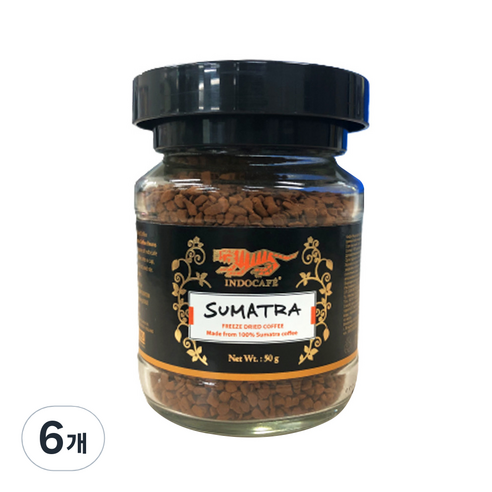 수마트라 인도카페 동결 건조 원두커피 50g, 1개, 6개