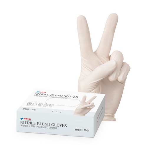 키친아트 니트릴 PVC 합성장갑 다목적용 화이트 S, 1개, 100개입