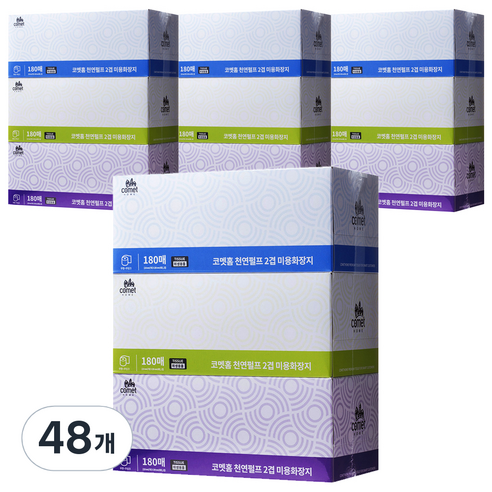 코멧 천연펄프 미용티슈, 180매, 48개