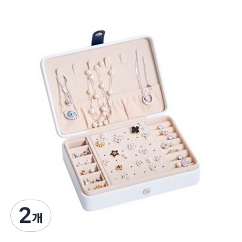 아리코 가죽 사각 멀티 악세사리함 후크 포켓 타입 화이트, 2개