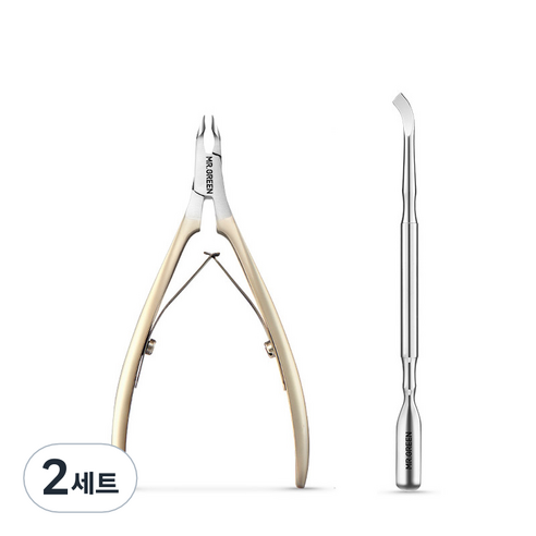 미스터그린 스텐 큐티클니퍼 + 푸셔 MR1050-P, 혼합색상, 2세트