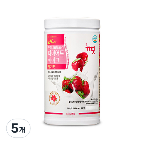 뉴핏 투에니포 뉴트리 다이어트 쉐이크 딸기맛, 750g, 5개
