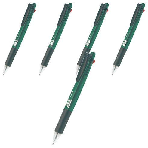 제브라 클립온 멀티 네온 4색 볼펜 0.7mm + 0.5mm 샤프 세트, 네온그린, 5세트