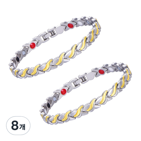 알럽홈 웨이브 패턴 건강 팔찌 실버 골드, 8개