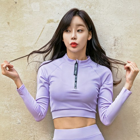 에이치머스 여성용 케이드 크롭탑 래쉬가드, 퍼플