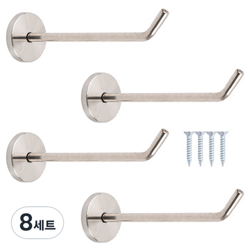 벽옷걸이 스텐 후크 돌출걸이 C-01 대 150mm + 설치피스 3p 세트, 실버, 8세트