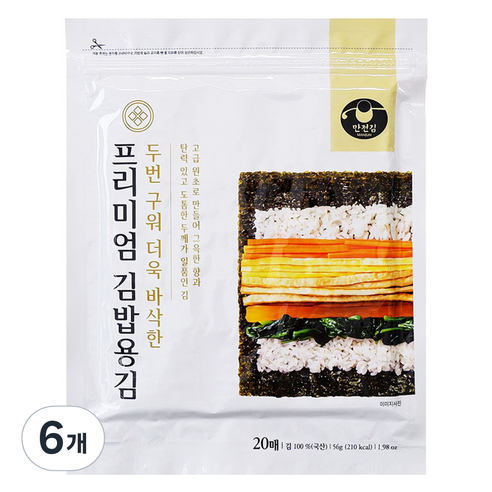 만전김 프리미엄 김밥용김 20매, 56g, 6개