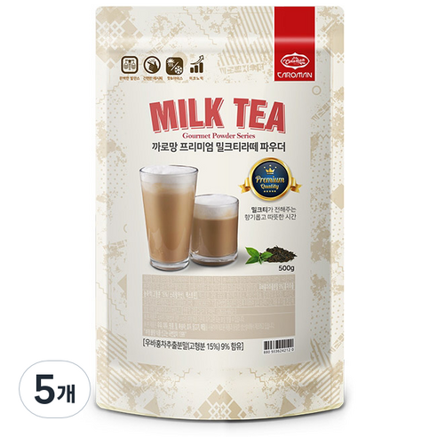 까로망 프리미엄 밀크티 파우더, 5개, 500g, 1개입