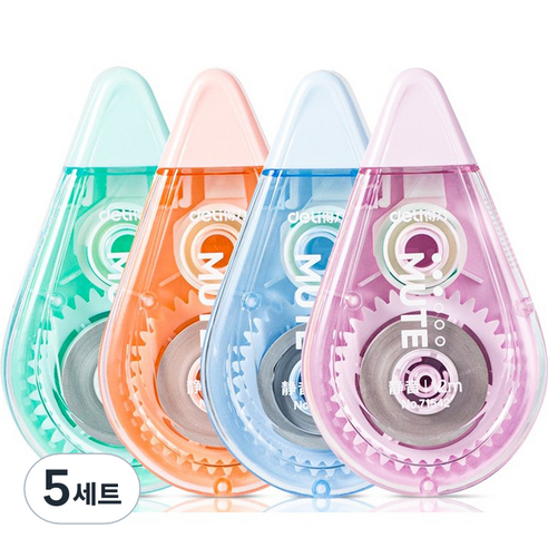 델리 저소음 수정테이프 4종 세트 71542, 핑크, 블루, 오렌지, 그린, 5세트
