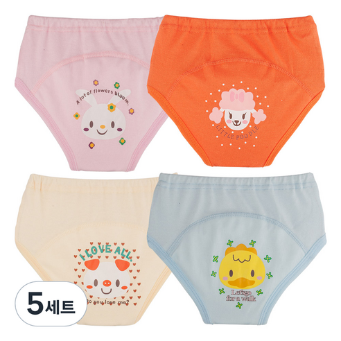 아가짱 캐릭터 배변훈련팬티 4종 세트, A(분홍색, 주황색, 노란색, 하늘색), 5세트