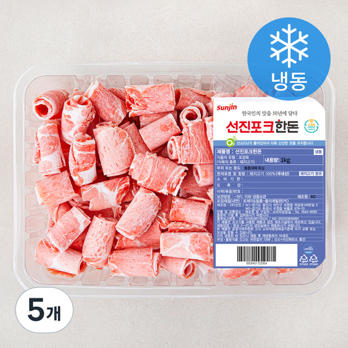 선진포크 한돈 대패 목심 (냉동), 1kg, 5개