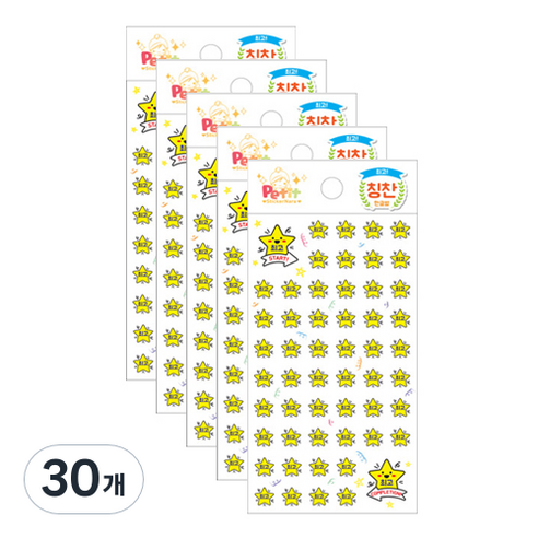쁘띠팬시 한글별 칭찬스티커 DA5284, 혼합색상, 30개