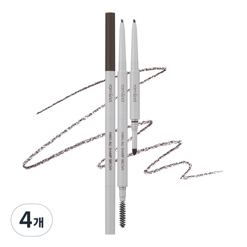 롬앤 한올 샤프 아이브로우 오토펜슬 0.17g, w1 젠틀브라운, 4개
