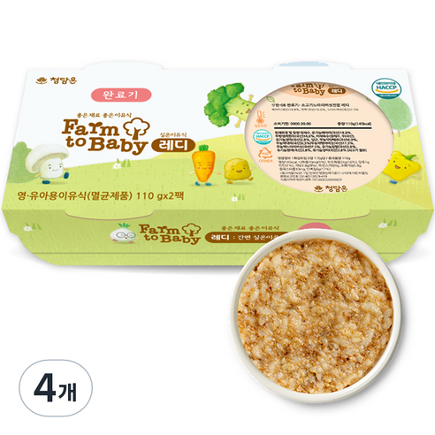 팜투베이비 레디 실온이유식 완료기 소고기느타리버섯진밥, 혼합맛 (소고기/느타리버섯), 110g, 4개