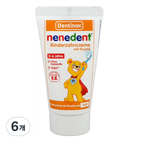 덴티녹스 네네덴트 어린이 치약 딸기향, 6개, 50ml