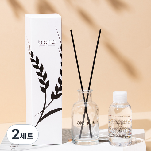 블랑16 내츄럴 베이스 고급 디퓨저 120ml + 섬유스틱 7p, 클린코튼, 2세트
