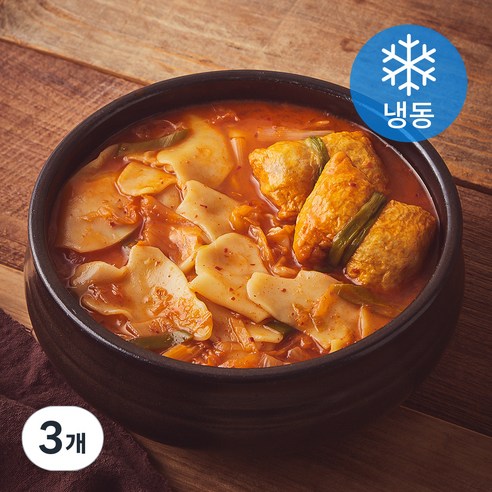 부산깡통시장 유부주머니 김치수제비전골 (냉동), 470g, 3개