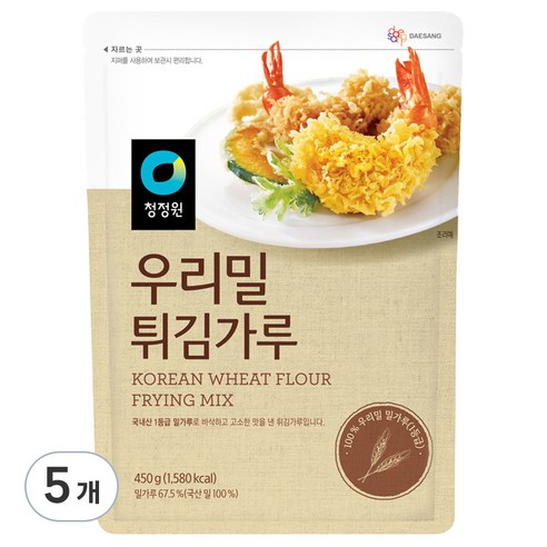청정원 우리밀 튀김가루, 450g, 5개