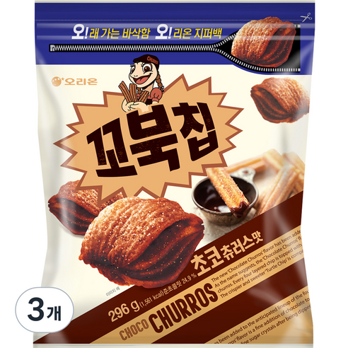 오리온 꼬북칩 초코츄러스맛, 296g, 3개