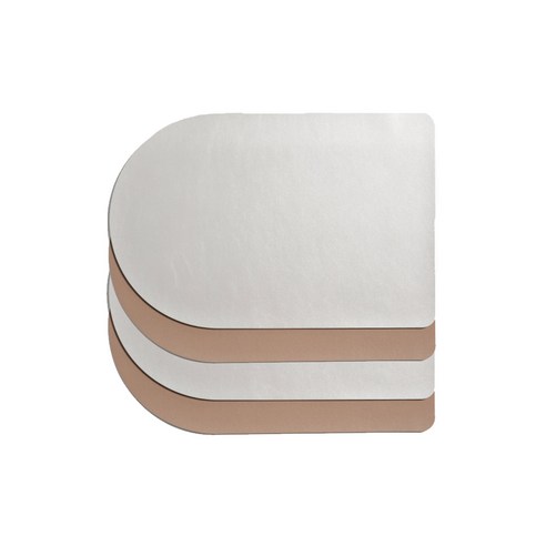 리틀린 양면 PVC 라운드 식탁 매트 4p, 그레이 + 베이지, 45 x 30 cm