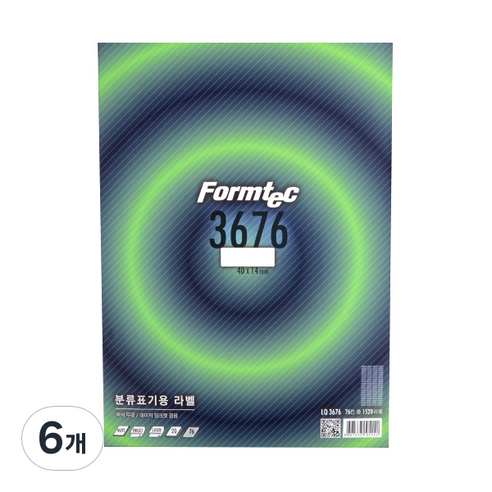 폼텍 분류표기용 전산라벨 LQ-3676 40 x 14 mm 20p, 76칸, 6개