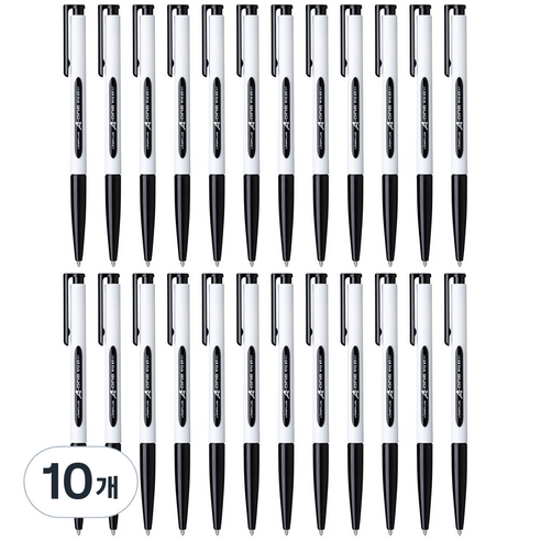 라인플러스 에이원 볼펜 0.5mm 12p, 흑색 0.7, 10개