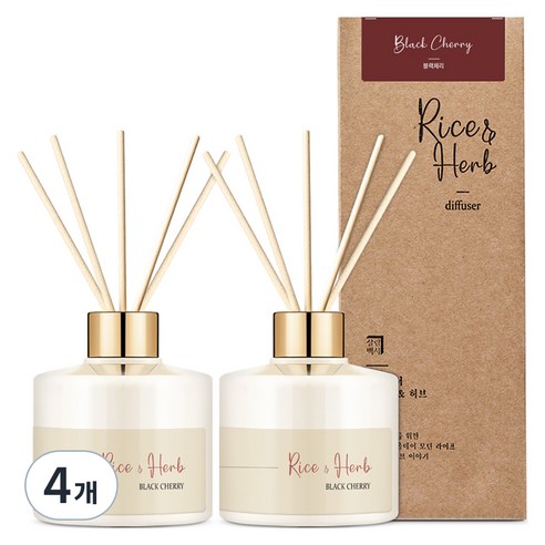 살림백서 라이스 앤 허브 디퓨저, 블랙체리, 200ml, 4개