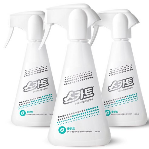 스카트 순하고 깨끗한 섬유탈취제 쿨 민트 본품, 380ml, 3개