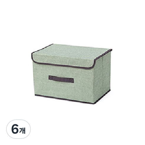 살림마녀 접이식 패브릭 수납박스 L, 그린, 6개