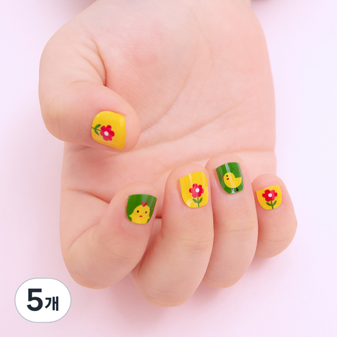 글로시블라썸 프린세스 젤리카 어린이 젤 네일 스트립, 플라이 칙, 5개