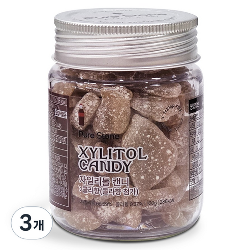 퓨어스톤 자일리톨 캔디 콜라향, 3개, 120g