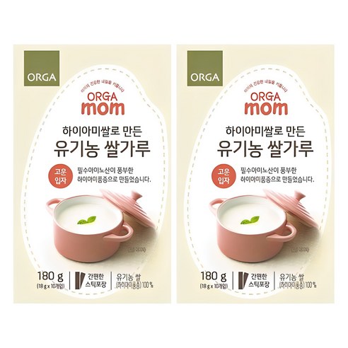 올가홀푸드 하이아미쌀로 만든 유기농 쌀가루 고운입자, 180g, 2개