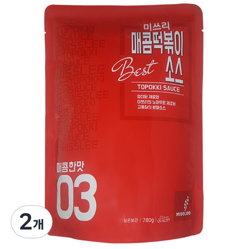 미쓰리 떡볶이소스 03 매콤한맛, 780g, 2개