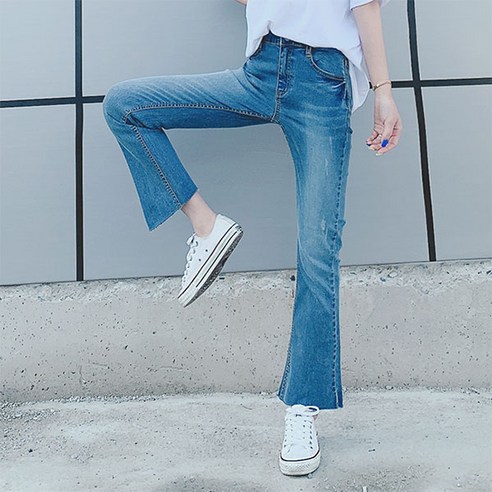오키진 여성용 스판폭발 부츠컷 청바지